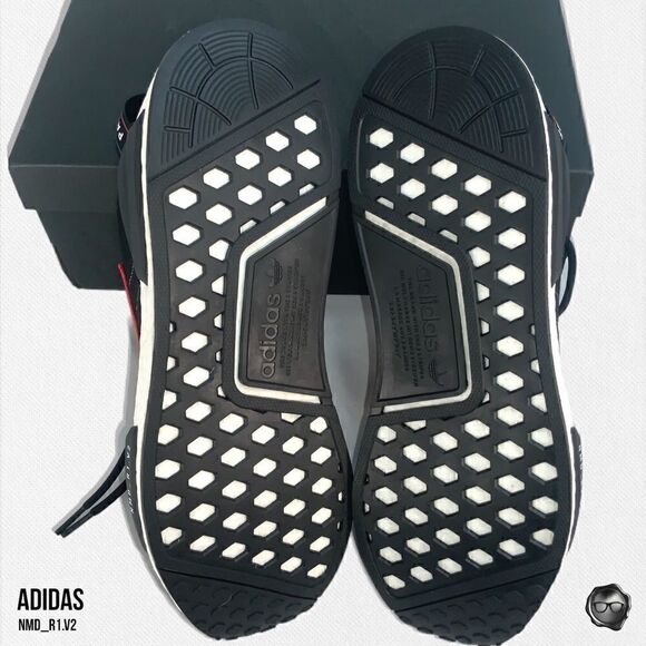 ADIDAS ORIGINALS NMD_R1.V2 SNEAKERS IN LOGO PATCH BLACK SCARLET BLUE MEN’S 8.5 - Picture 7 of 9